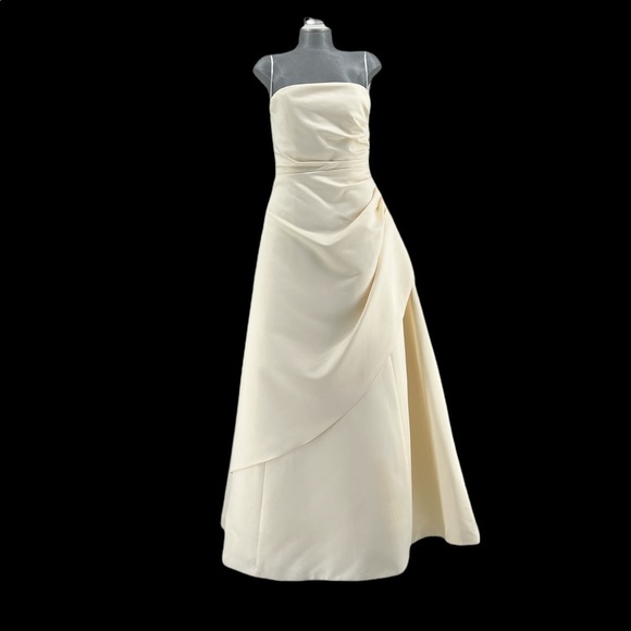 Davids Bridal MichaelAngelo Lt Gold Wedding Gown EUC Size 14 Style T8076 - Picture 5 of 11